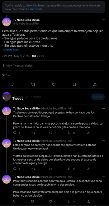 Conversación en Twitter donde nos ha bloqueado García Page.