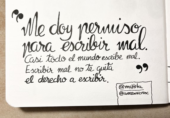 Foto de la cita manuscrita en el cuaderno.