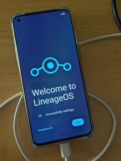 Menú de inicio de LineageOS 21 en OnPlus 8t
