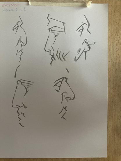 Ejercicios de dibujo de esbozos de caras de perfil