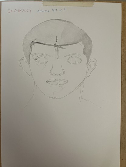Boceto de una cara humana a medio terminar