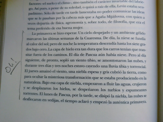 Fragmento de Anna Karénina sobre la primavera.