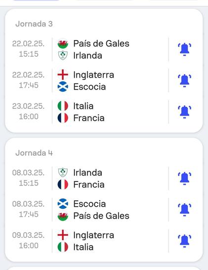 Cuadro de las jornadas 3 y 4