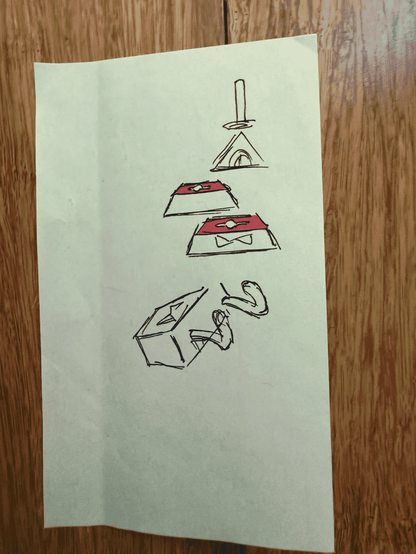 Boceto de Bill segmentado en trozos como si fuera carne.